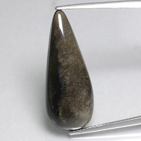 Obsidienne Noir lustre doré naturelle En forme de poire, 11.16 ct, Opaque