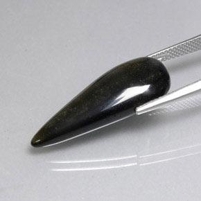 Obsidienne Noir lustre doré naturelle En forme de poire, 11.16 ct, Opaque