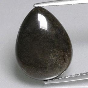Obsidienne noir naturelle en forme de poire, 8,74 ct, opaque