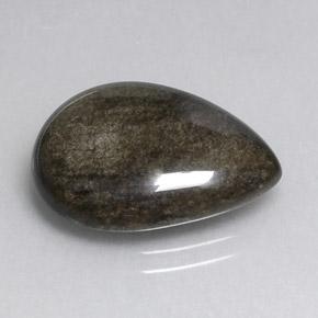 Obsidienne noir naturelle en forme de poire, 8,74 ct, opaque