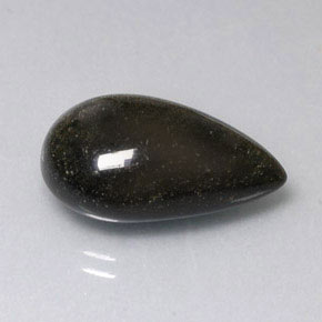 Obsidienne Éclat d'Or naturelle En forme de poire, 11.16 ct, Opaque