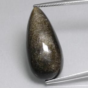 Obsidienne noir naturelle en forme de poire, 12,11 ct, opaque