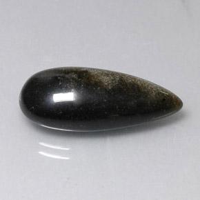 Obsidienne noir naturelle en forme de poire, 12,11 ct, opaque