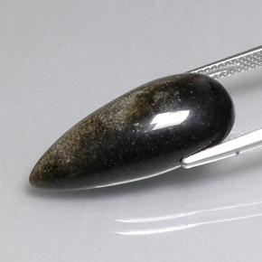 Obsidienne noir naturelle en forme de poire, 12,11 ct, opaque