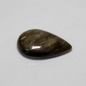 Obsidienne Éclat d'Or naturelle En forme de poire, 7.12 ct, Opaque