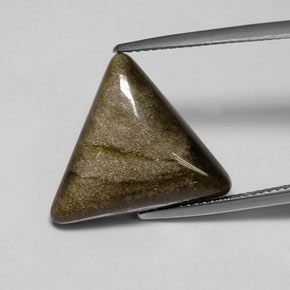 Obsidienne jaune naturelle trillion, 8,68 ct, opaque