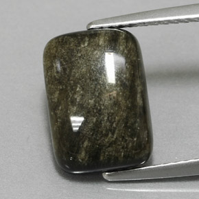 Obsidienne jaune naturelle baguette, 3,85 ct, opaque