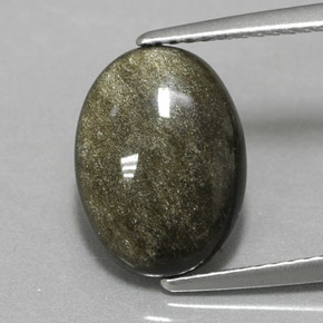Obsidienne jaune naturelle coupe ovale, 3,01 ct, opaque