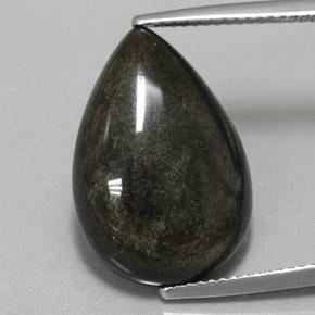Obsidienne noir naturelle en forme de poire, 10,85 ct, opaque