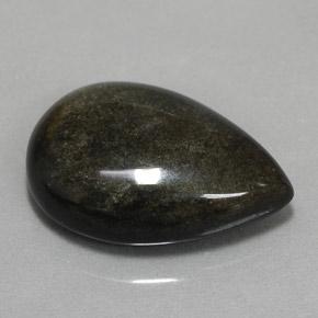 Obsidienne noir naturelle en forme de poire, 10,85 ct, opaque