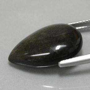 Obsidienne noir naturelle en forme de poire, 10,85 ct, opaque