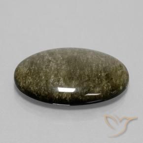 Obsidienne Noir avec reflets dorés naturelle ovale, 41.01 ct, Opaque