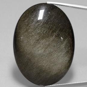 Obsidienne noir naturelle coupe ovale, 58,06 ct, opaque