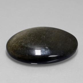 Obsidienne noir naturelle coupe ovale, 58,06 ct, opaque