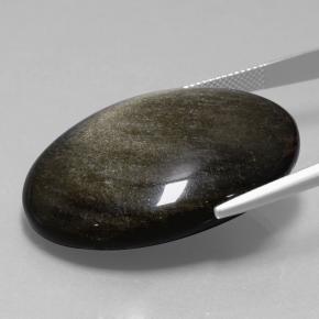 Obsidienne noir naturelle coupe ovale, 58,06 ct, opaque