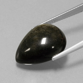 Obsidienne or naturelle en forme de poire, 10,01 ct, opaque