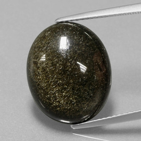 Obsidienne or naturelle coupe ovale, 9,57 ct, opaque
