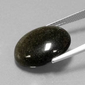 Obsidienne or naturelle coupe ovale, 9,57 ct, opaque