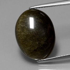 Obsidienne Éclat d'Or naturelle Coupe ovale, 6.16 ct, Opaque