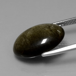 Obsidienne Éclat d'Or naturelle Coupe ovale, 6.16 ct, Opaque