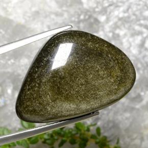 Obsidienne noir naturelle forme fantaisie, 22,45 ct, opaque