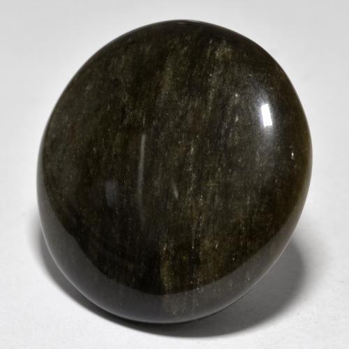 Obsidienne Noir avec reflets dorés naturelle Coupe roude, 34.66 ct, Opaque
