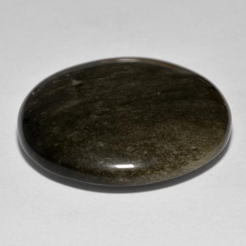 Obsidienne Noir avec reflets dorés naturelle Coupe roude, 34.66 ct, Opaque