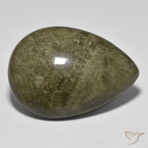 Obsidienne Noir avec reflets dorés naturelle En forme de poire, 33.02 ct, Opaque