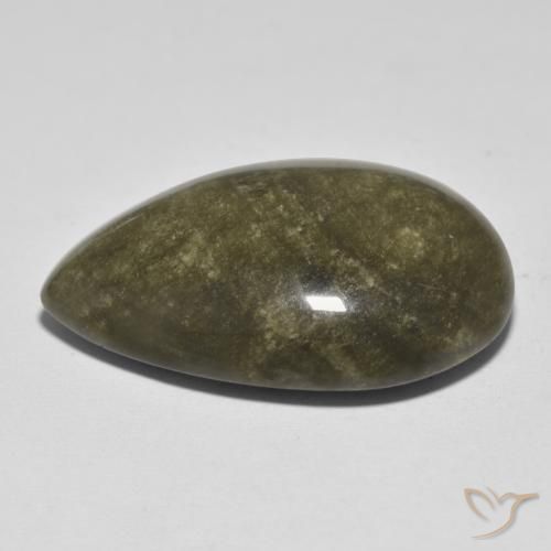 Obsidienne Noir avec reflets dorés naturelle En forme de poire, 33.02 ct, Opaque
