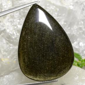 Obsidienne noir naturelle en forme de poire, 30,16 ct, opaque