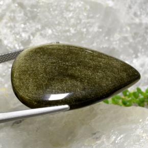Obsidienne noir naturelle en forme de poire, 30,16 ct, opaque
