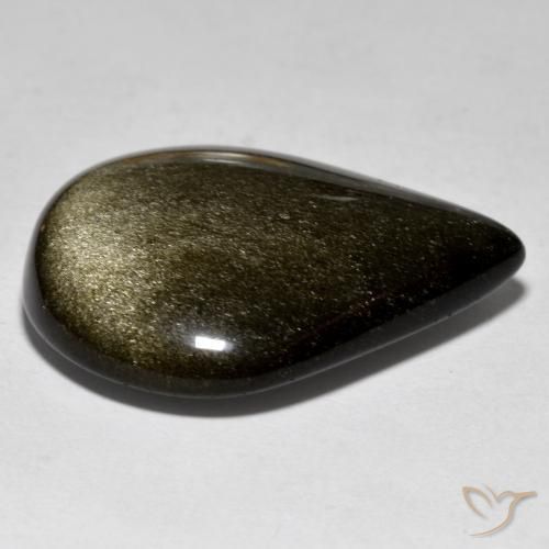 Obsidienne Noir avec reflets dorés naturelle En forme de poire, 30.47 ct, Opaque