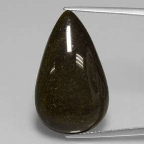 Obsidienne Éclat d'Or naturelle En forme de poire, 21.72 ct, Opaque