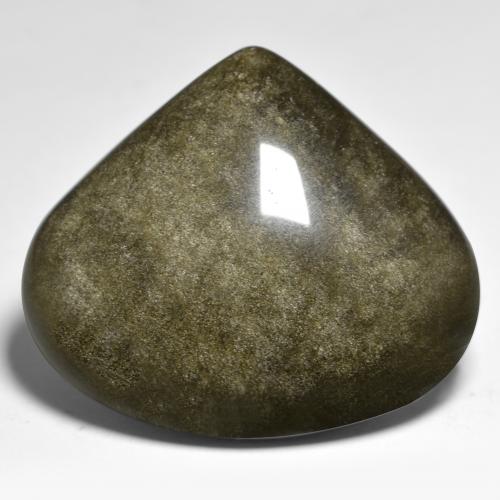 Obsidienne Noir avec reflets dorés naturelle En forme de poire, 38.72 ct, Opaque