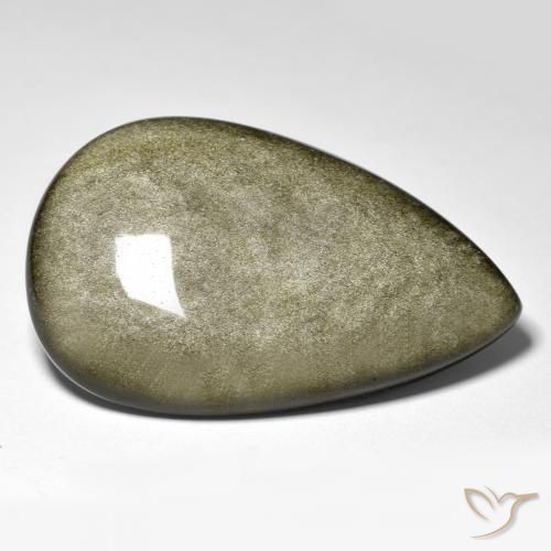 Obsidienne Noir avec reflets dorés naturelle En forme de poire, 45.34 ct, Opaque