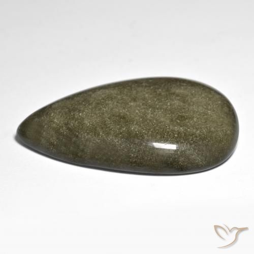 Obsidienne Noir avec reflets dorés naturelle En forme de poire, 45.34 ct, Opaque