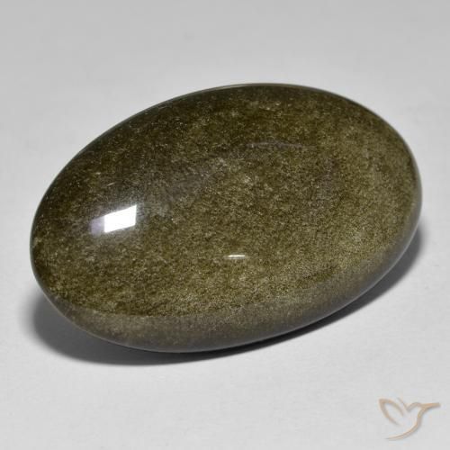 Obsidienne Noir avec reflets dorés naturelle ovale, 27.99 ct, Opaque
