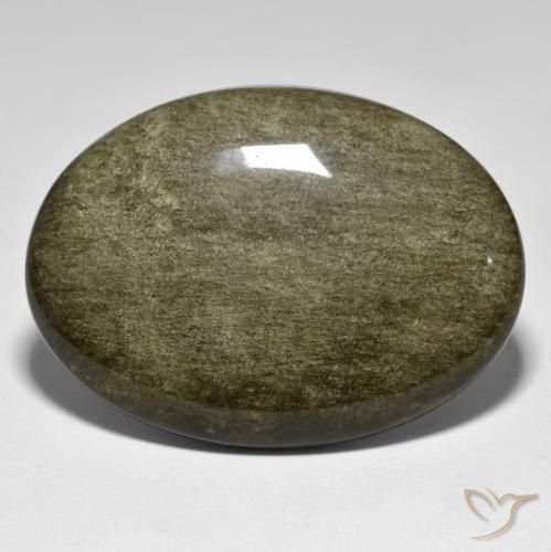 41.16ct Naturel Noir avec reflets dorés Obsidienne, ovale, Opaque