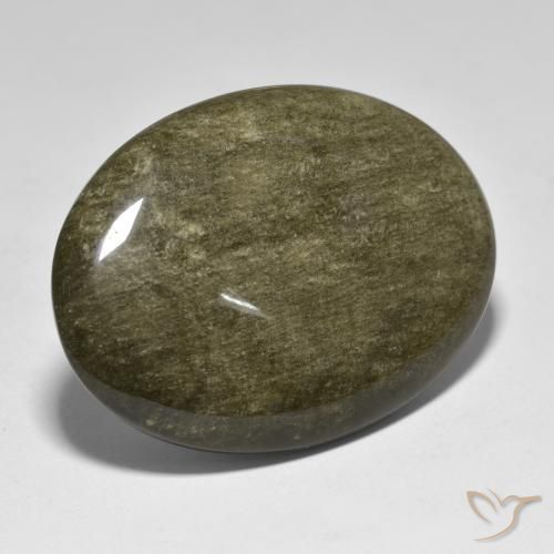 Obsidienne Noir avec reflets dorés naturelle ovale, 41.16 ct, Opaque