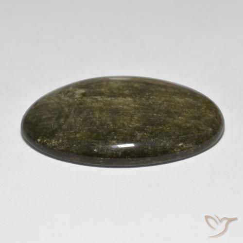 Obsidienne Noir avec reflets dorés naturelle ovale, 41.16 ct, Opaque