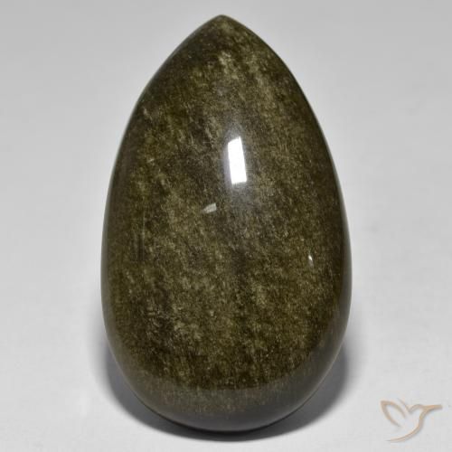 Obsidienne doré naturelle en forme de poire, 53,77 ct, opaque