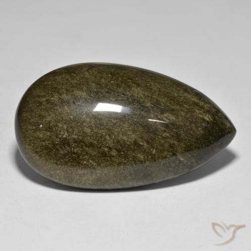 Obsidienne doré naturelle en forme de poire, 53,77 ct, opaque