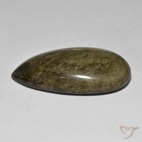 Obsidienne doré naturelle en forme de poire, 53,77 ct, opaque