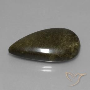 Obsidienne Noir avec reflets dorés naturelle En forme de poire, 24.22 ct, Opaque