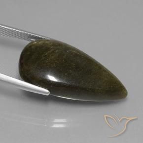 Obsidienne Noir avec reflets dorés naturelle En forme de poire, 24.22 ct, Opaque