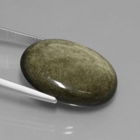 Obsidienne Lustre doré noir naturelle Coupe ovale, 31.40 ct, Opaque