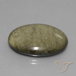 Obsidienne Noir avec reflets dorés naturelle ovale, 26.52 ct, Opaque