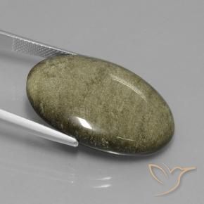 Obsidienne Noir avec reflets dorés naturelle ovale, 26.52 ct, Opaque