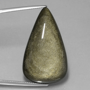 Obsidienne or naturelle en forme de poire, 32,65 ct, opaque