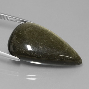 Obsidienne or naturelle en forme de poire, 32,65 ct, opaque